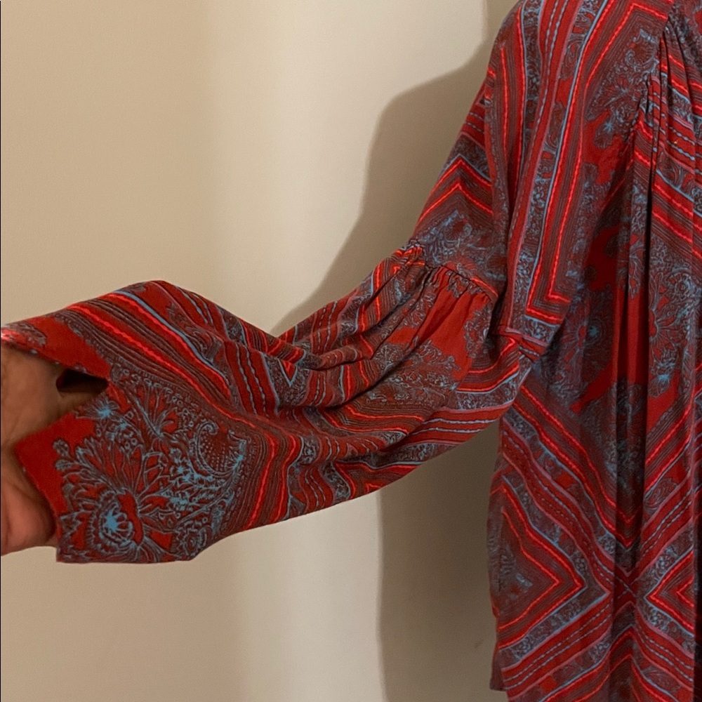 Free People “Walking On a Dream” Tunic Top Size L Geometric Print Boho Inspired - Picture 10 of 13